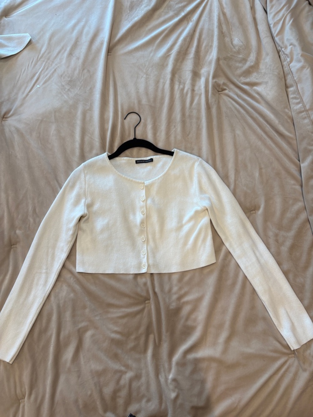 Cropped Brandy Melville Ivory Button-Front Cardigan